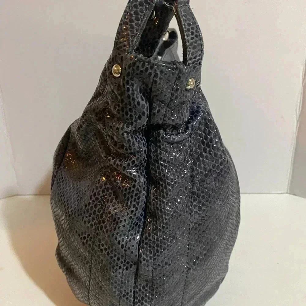 Furla gray snake skin leather hobo handbag